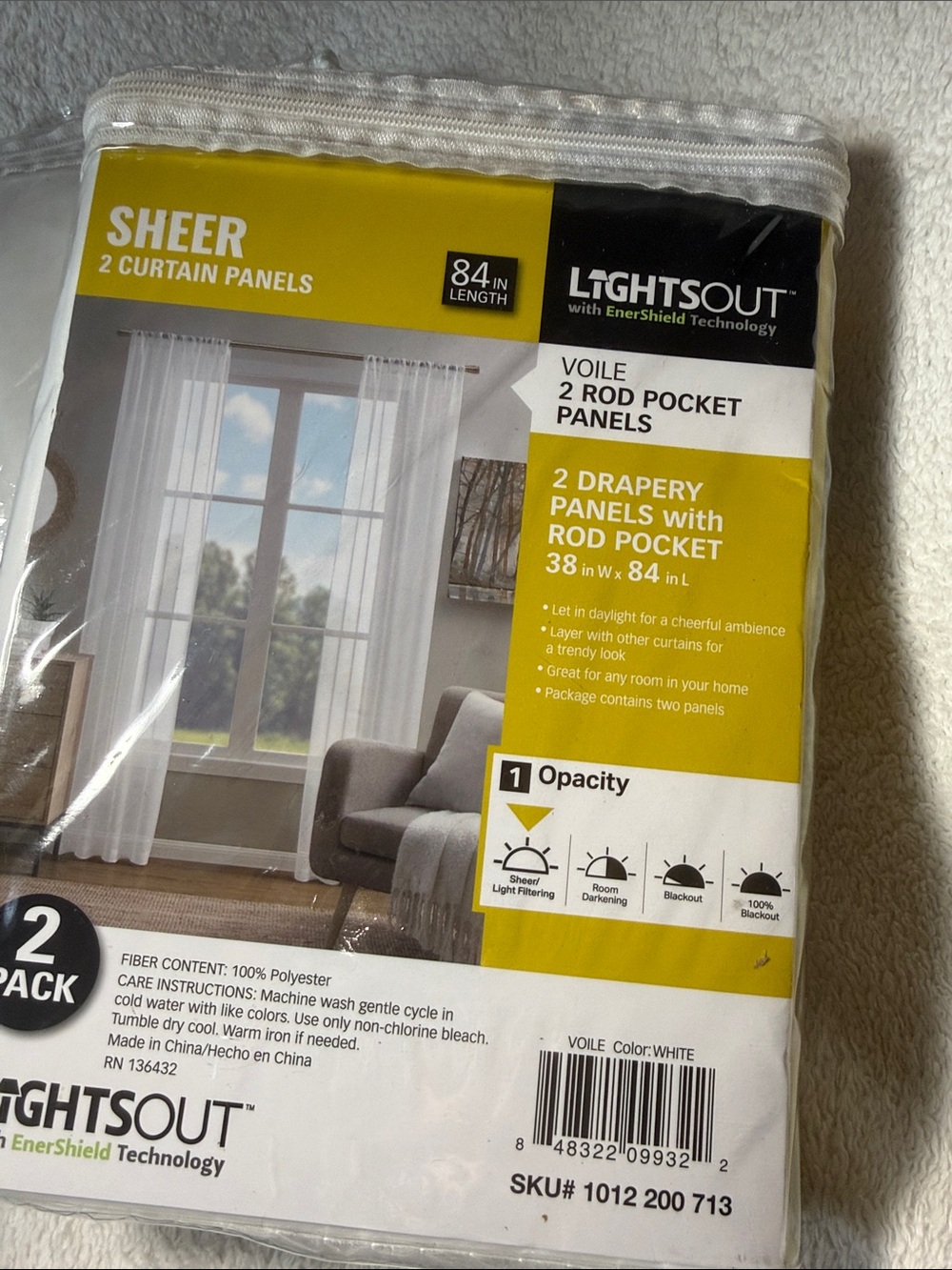 Sheer White Curtain Panels - 2 Pack